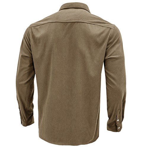 Casual Solid Color Corduroy Shirt Jacket Comfortable Lapel Cardigan Coat Men's - Picture 13 of 24