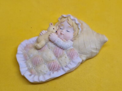 Kühlschrankmagnet - schlafendes Kind mit Teddybär süß