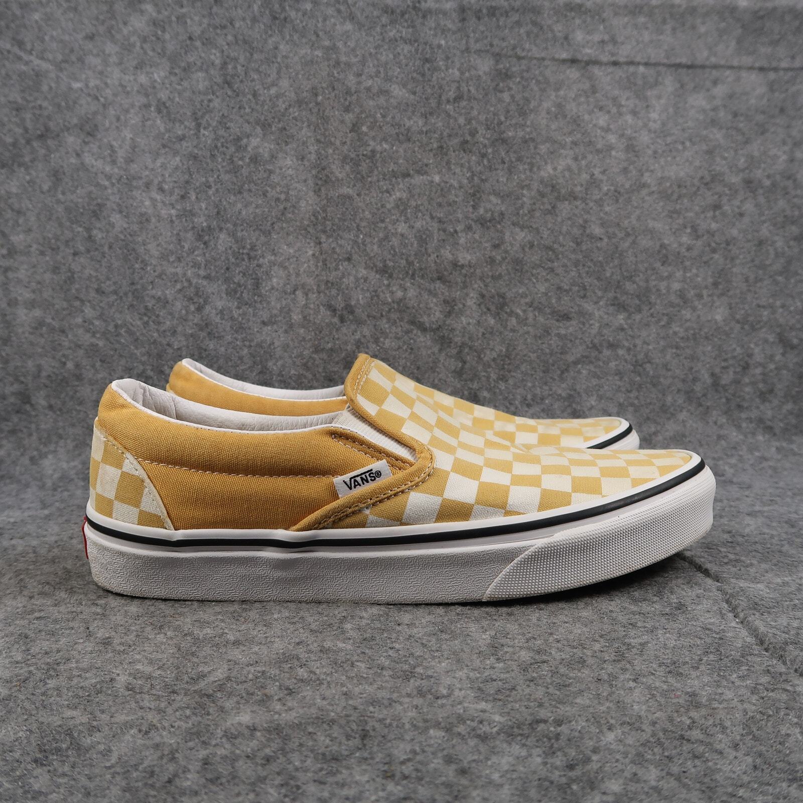 Vans Shoes Womens 8 Sneaker Classic Slip On Casual Checkered Canvas Yellow Skate