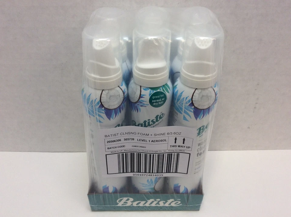 Batiste Waterless Cleansing Foam Cleanse + Shine with Coconut Milk, 6 Cans - Image 2 of 2
