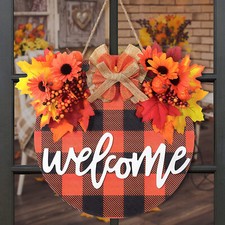 NEW Fall Wreaths for Front Door Fall Welcome Sign Wooden Hanging Door SIGN