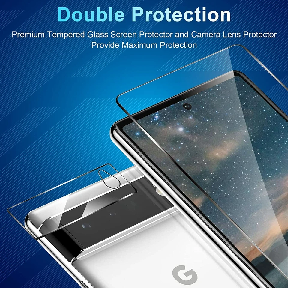 Pacote com 4 capas protetoras de tela de vidro temperado para câmera Google Pixel 6 Pro 2021 - Imagem 2 de 4