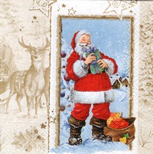 4 lose Lunch Servietten Napkins Santa mit Geschenken