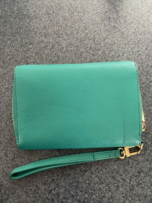 Tory Burch Wristlet Smartphone Wallet Zip-Around Pebbled Leather