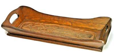 Vintage Wood Tray 19''X8'' wirh Handles 'Give Us Our Daily Bread'