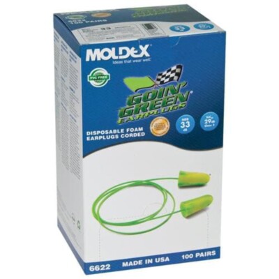 NEW Box - Moldex  Goin' Green  PVC Free Uncorded Earplugs (200 Pairs | SLC80 29d