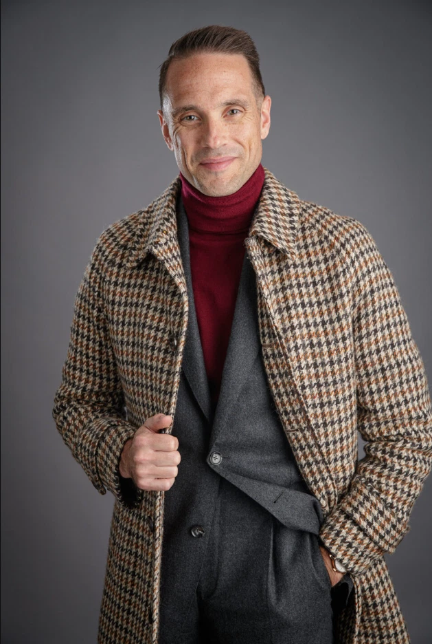 Abrigo de pata de gallo para hombre informal de negocios informal vintage años 60 chaqueta larga Foto 2 de 4