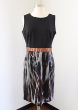 NWT Calvin Klein Black Contrast Animal Print Sheath Dress Size 6 Career Copper