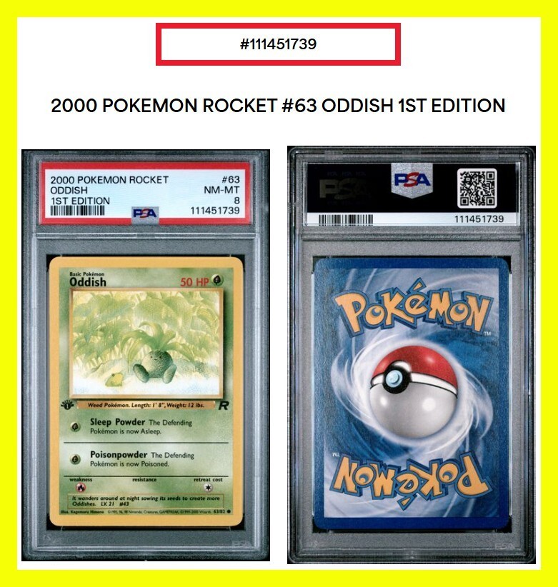 2000 Pokemon (1st Edition) PSA 8 Rocket Oddish 63/82 - From Toys ‘R’ Us 😊