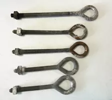 5 Large Heavy Duty Eye Bolts Tear Drop Loops with Nuts, 3 Sizes 13 1/2", 11, 9"