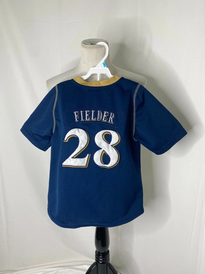 Milwaukee Brewers Boy’s Size 7 Jersey Shirt Nike Blue Fit-Dry MLB Prince Fielder - Image 3 of 4