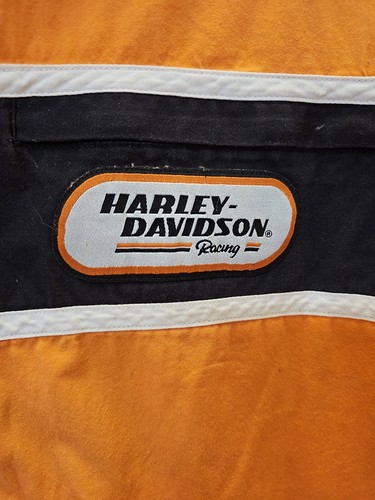 HARLEY DAVIDSON MENS 2XL BUTTON COLLAR CLASSIC ORANGE BLACK WHITE COLOR SHIRT - Picture 3 of 7