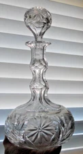 American Brilliant Period Cut Glass Floral Decanter w/Matching Stopper