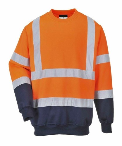 Hi Vis Visibility Safety Work Sweatshirt Jumper | Security Top Crew Neck Shirt - Picture 12 of 12