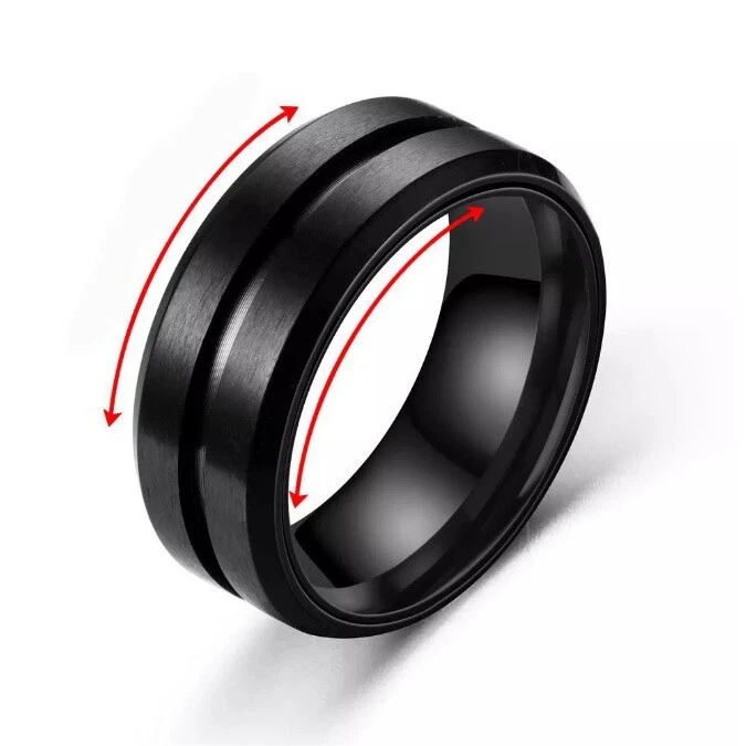 Anxiety Spinner Rings Stainless Steel Fidget Rotating Dual Spinner Bands Mens - image 3 of 4