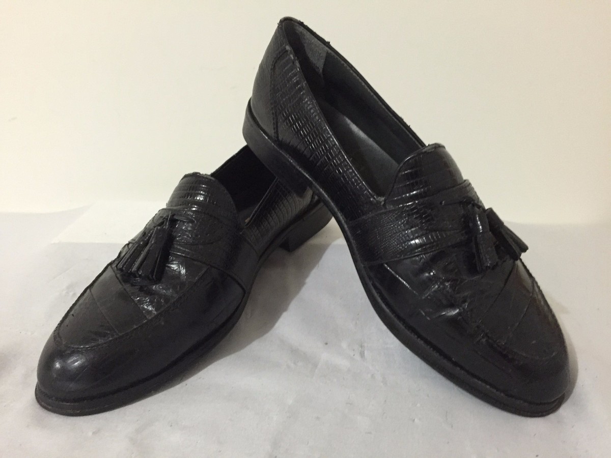 Stacy Adams Tassel Loafers Black Genuine Snakeskin & Leather  display picture 1