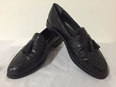 Stacy Adams Tassel Loafers Black Genuine Snakeskin & Leather  display picture 2