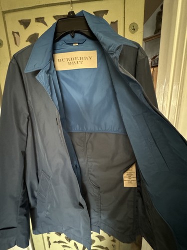 $795 Chaqueta Exterior Burberry Brit 'Kentbury' Acero Azul Repelente al Agua Para Hombres M - Imagen 8 de 13