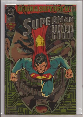 SUPERMAN #82   W/DF COA   SIGNED 2X   JURGENS & BREEDING   CHROMIUM EDITION
