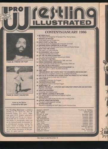 Pro Wrestling Illustrated Magazine WWF 1986年1月 ハルク ホーガン カバー ジム ダガン - 画像2/3