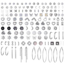 72 Pairs Earrings for Women Stud Earrings Set Multipack of Flower Heart Set
