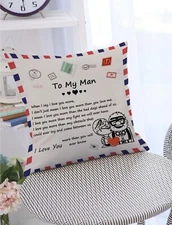 To My Man Pillow Cover | Beige Color | 45cmX45cm | Envelope Letter Style