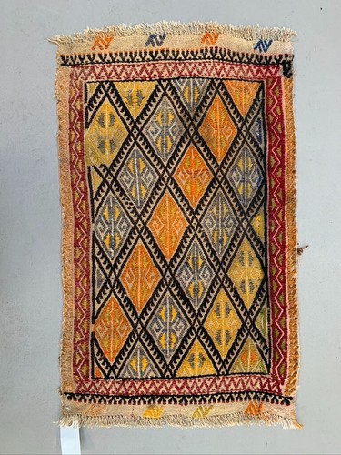 Vintage Turkish Mini Kilim 92x54 cm Wool Small Kelim Runner, shabby Chic