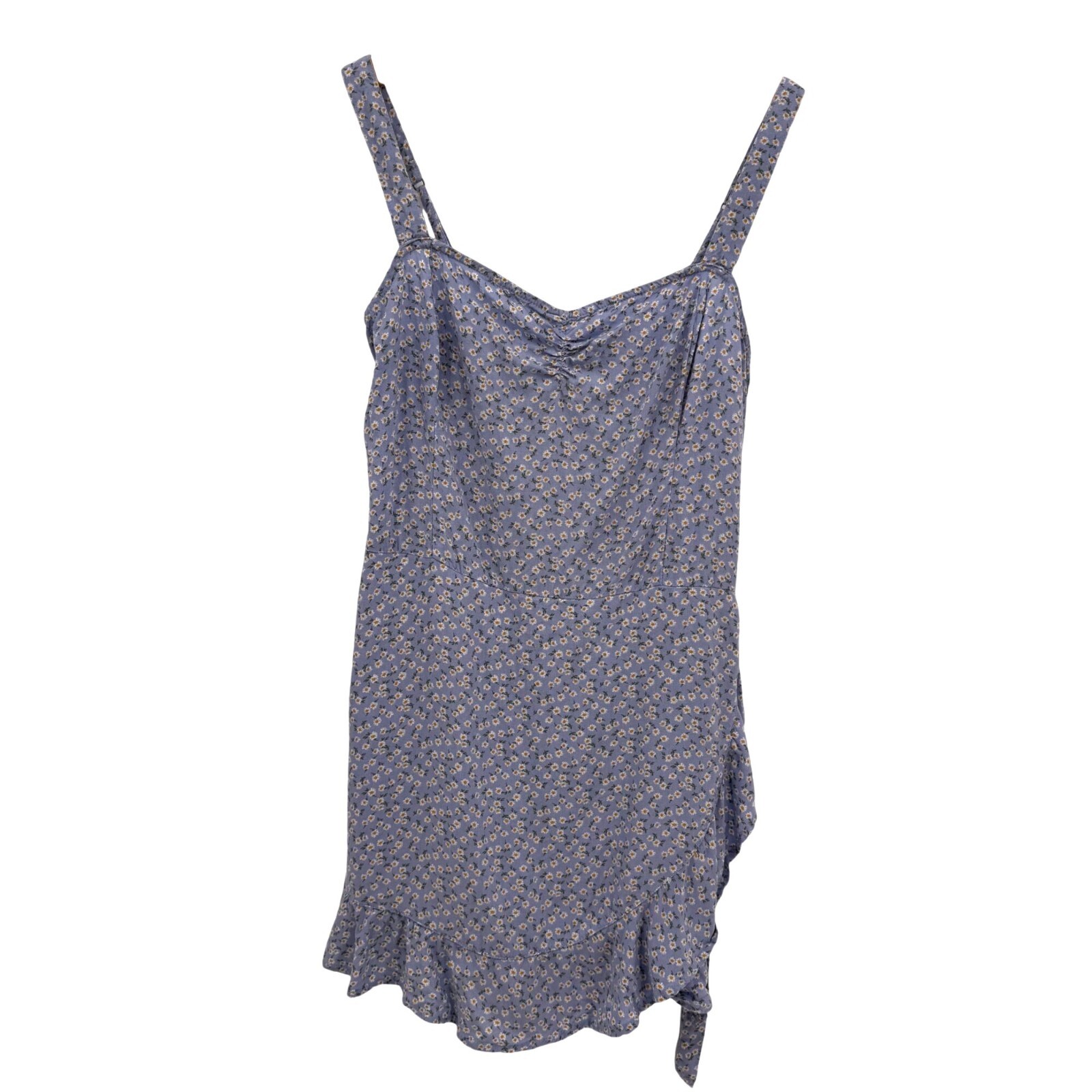 Hollister Mini Dress Women L Micro Floral Sweetheart Neckline Ruffle Hem Smocked