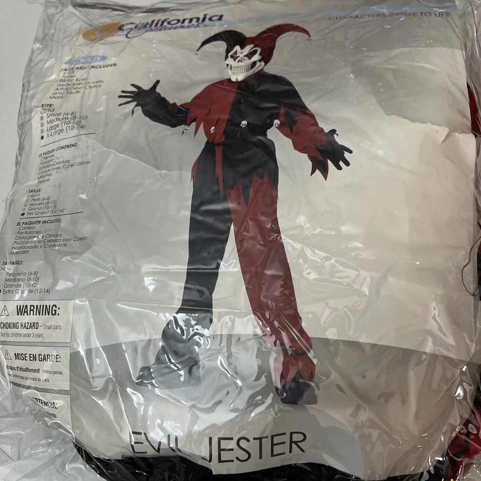 Disfraz California Bufón Malvado Niño Niños Esqueleto Calavera Disfraz Talla XLarge Foto 2 de 3