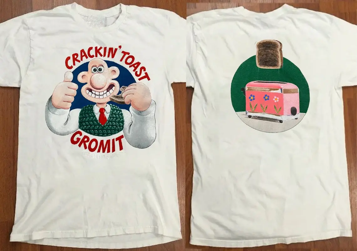 Wallace Gromit Cracking Toast 1989 T Shirt Full Size S-5XL