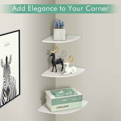 3PCS Wall Mounted Floating Corner Storage Shelf Bookshelf White Hanging Rack New - Picture 5 of 11