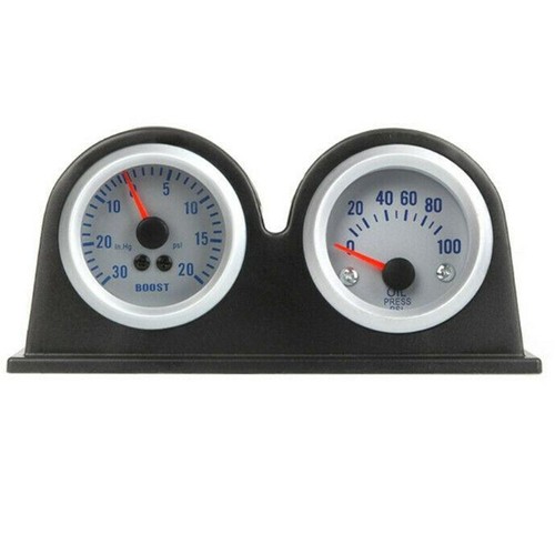 Black ABS Plastic Dual Hole Dash Gauge Pod Cup Holder for 2in/52mm