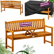 CASARIA® Gartenbank Holzbank inkl. Abdeckung Holz Eukalyptus Garten Sitzbank