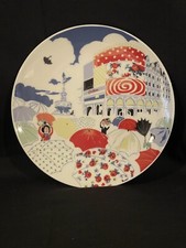 2 - Cath Kidston London Rainy Day Ceramic Plate People Umbrellas Windy 8"