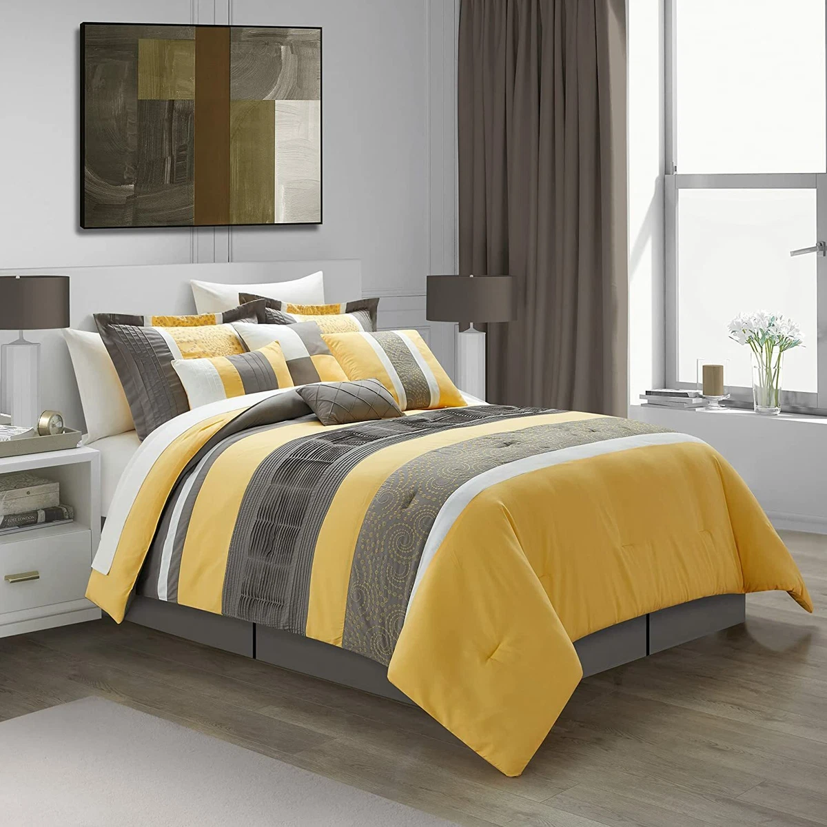 Yellow gray comforter online
