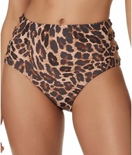Bar III Beach Cheetah Printed High Rise Bikini Bottoms, Large, 44