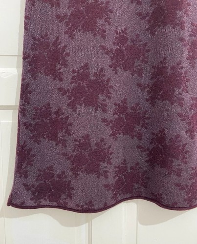 ZARA BURGUNDERROT BLUMENDRUCK METALLFADEN JACQUARD MIDI STRICKKLEID GRÖSSE S NEU MIT ETIKETT - Bild 7 von 10