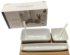 Threshold 6 Piece Serving Set With Porcelain Olive Boat & Bamboo Serving Tray