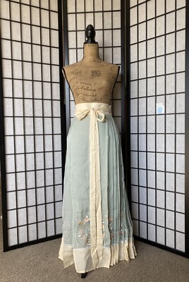 S Dragonfly & Bee Embroidery Chinese Hanfu Ma Mian Wrap Ming Skirt Green Orange