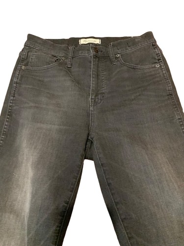 Madewell 10” High Rise Skinny Jeans Womens Sz 28x27.5” Black Raw Fray Hems Denim - Picture 4 of 16