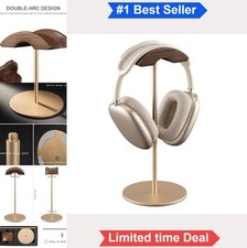 Headphone Stand Walnut Wood Aluminum Headset Holder Gold Solid Heavy Base