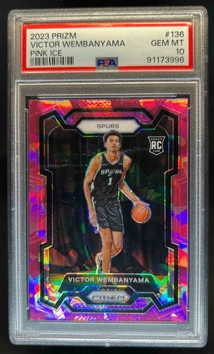 2023-24 Prizm Victor Wembanyama RC Prizms Pink Ice #136 Spurs PSA 10