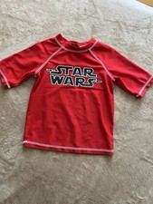 NWT STAR WARS RED  BLACK RASHGUARD BEACH SHIRT XS 4-5 UPF 50 