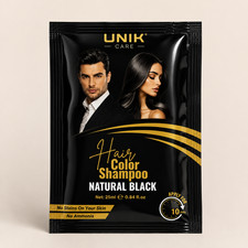 UNIK Care Hair Color Shampoo 10X25Ml Sachet |Instant Hair Dye| Black & Brown