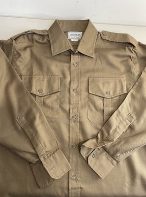 James Meade VTG Utility Overshirt Mens 15.5  Tan Brown Shirt Button Up Pockets