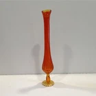 Vintage Mcm Fenton Amberina Swing Glass Bud Vase - UV Reactive 12 1/2 inches