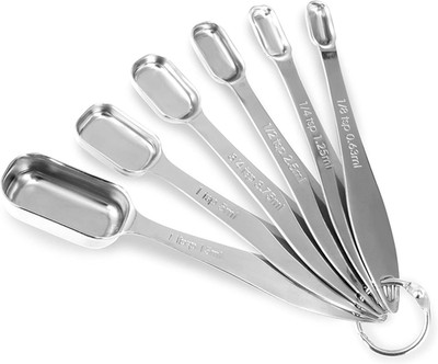 Accurate 18/8 Stainless Steel Measuring Spoons, Heavy Duty Good Handle Set of 6