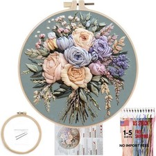Joyful Bouquet Embroidery Kit for Beginners - Pre-Stamped Flowers