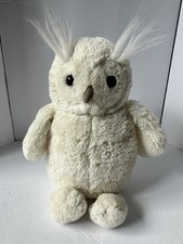 Jellycat Bashful Owl 12" Fluffy White With Ear Tufts Plush Stuffed Retired
