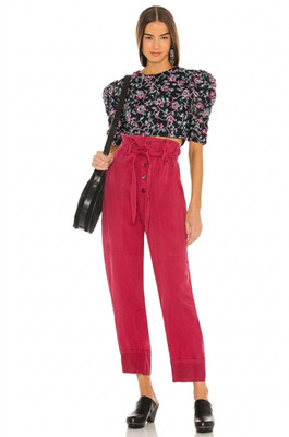 Isabel Marant Pantalon Sineba Belted Pants Raspberry Size 36